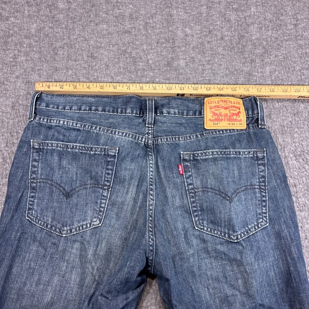 Levi's 514 Straight Fit Jeans Mens 34x34 Blue Denim Classic Five Pocket Western